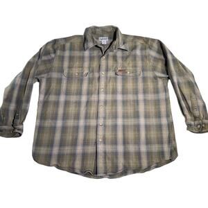 Carhartt Work Shirt S145 Men's Reg XL Heavyweight Flannel Button Green Grey